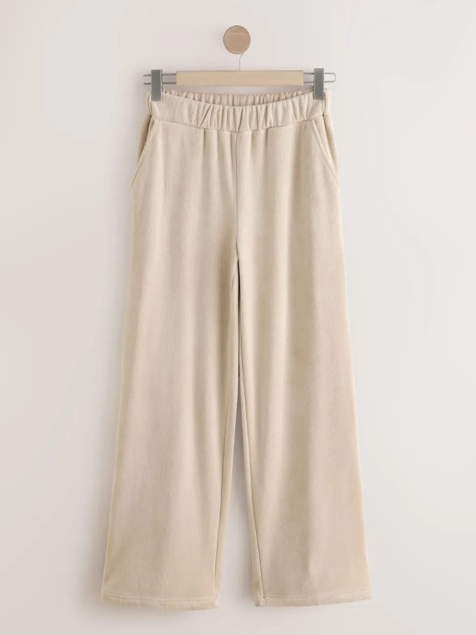 Cream Soft Feel Cord Wide Leg Trousers