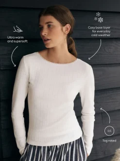 Cream Thermal Maximum Warmth Cosy Pointelle Long Sleeved Top