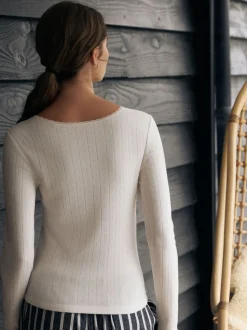 Cream Thermal Maximum Warmth Cosy Pointelle Long Sleeved Top
