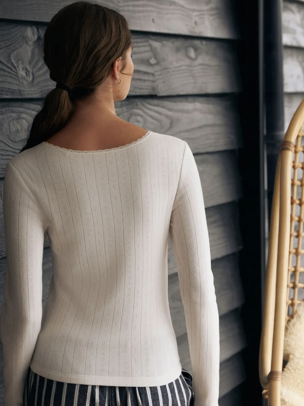 Cream Thermal Maximum Warmth Cosy Pointelle Long Sleeved Top