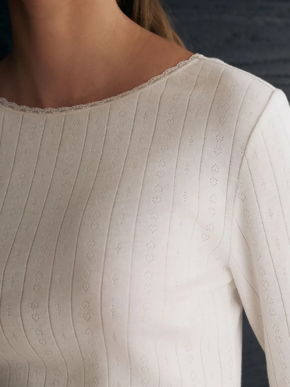 Cream Thermal Maximum Warmth Cosy Pointelle Long Sleeved Top
