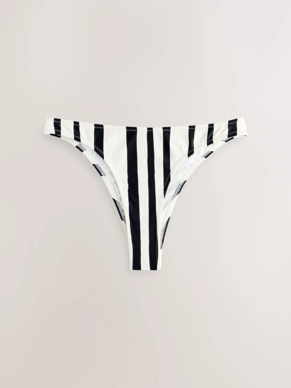 Cream/Black Stripe Brazilian High Leg Bikini Bottoms