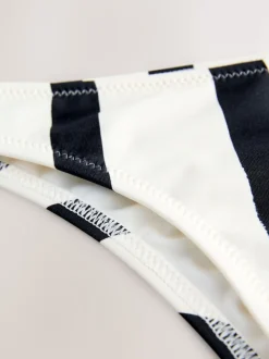 Cream/Black Stripe Brazilian High Leg Bikini Bottoms
