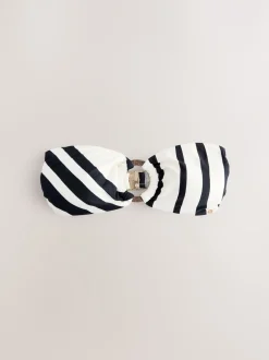 Cream/Black Stripe Hardware Bandeau Bikini Top