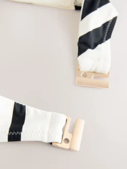 Cream/Black Stripe Hardware Bandeau Bikini Top