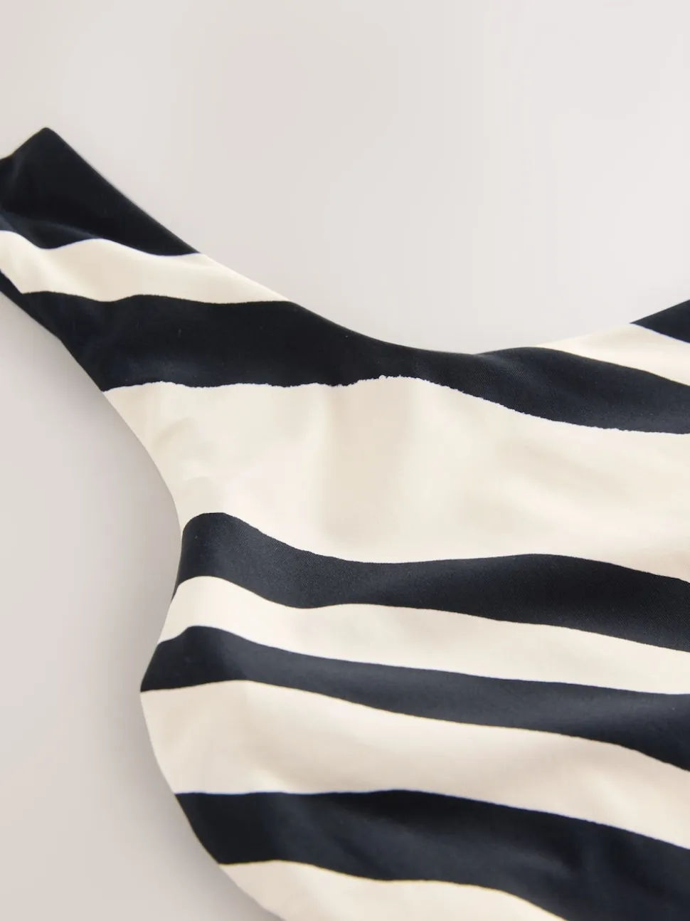Cream/Black Stripe One Shoulder Tummy Control Swimsuit