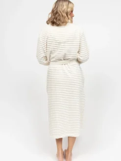 Cyberjammies Cream Striped Sealskin Fleecy Dressing Gown