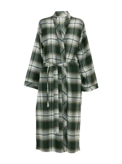 Cyberjammies Green Long Check Dressing Gown