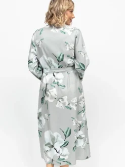 Cyberjammies Grey Floral Print Sleeve Long Dressing Gown