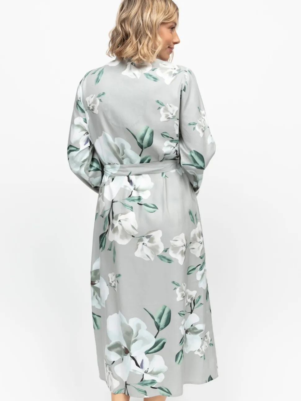 Cyberjammies Grey Floral Print Sleeve Long Dressing Gown