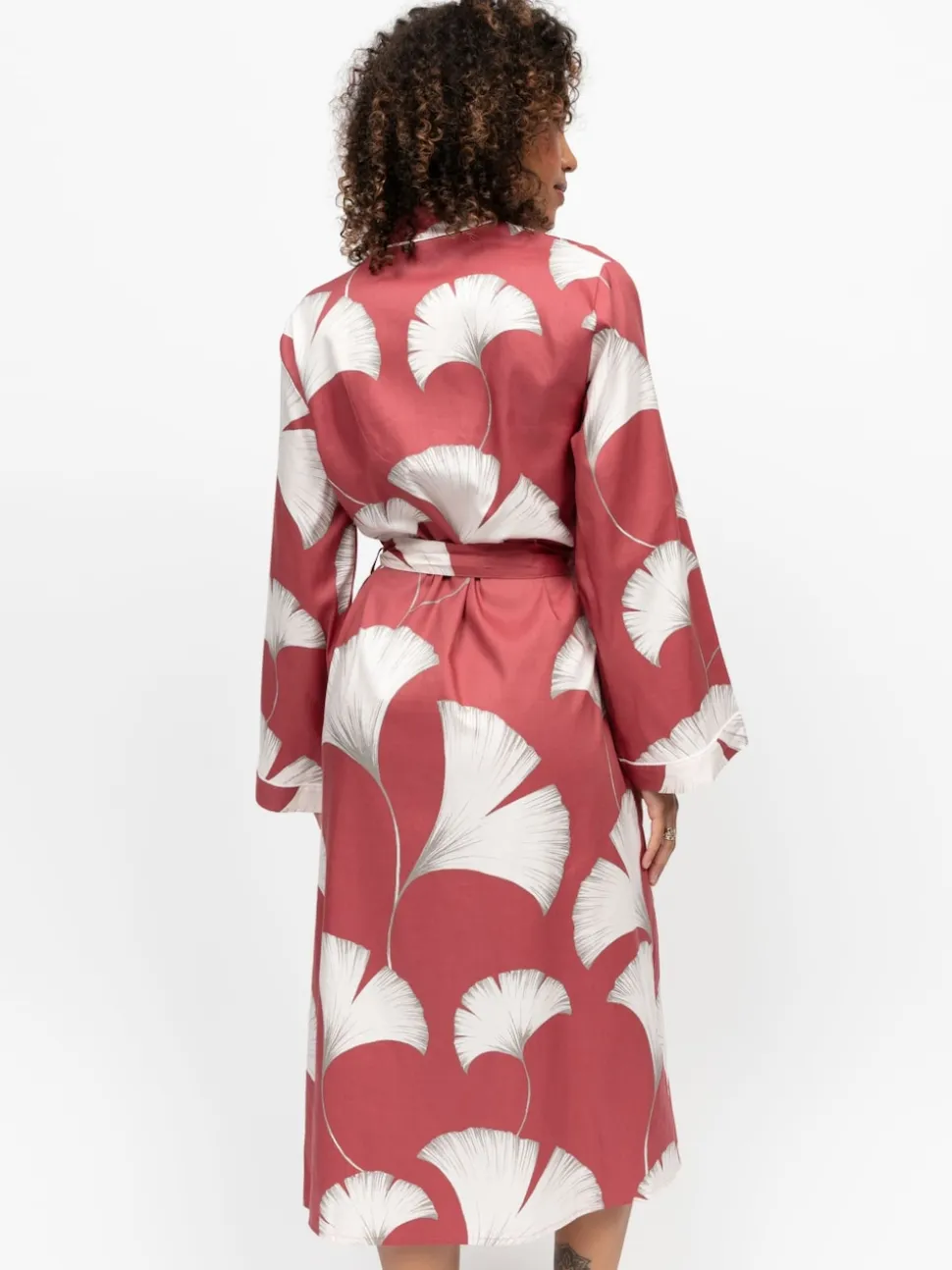 Cyberjammies Orange Big Leaf Print Long Sleeve Dressing Gown