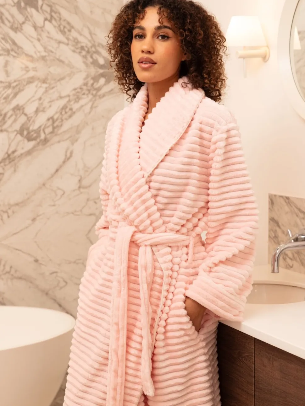 Cyberjammies Pink Striped Sealskin Fleecy Dressing Gown