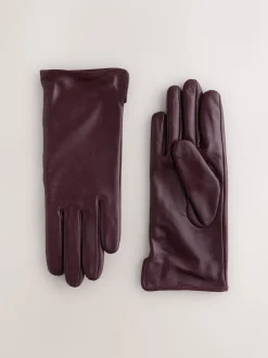 Dark Berry Red Leather Gloves