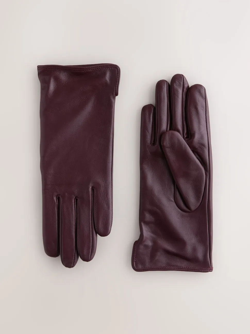 Dark Berry Red Leather Gloves