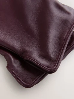 Dark Berry Red Leather Gloves