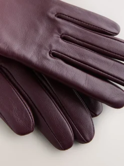 Dark Berry Red Leather Gloves