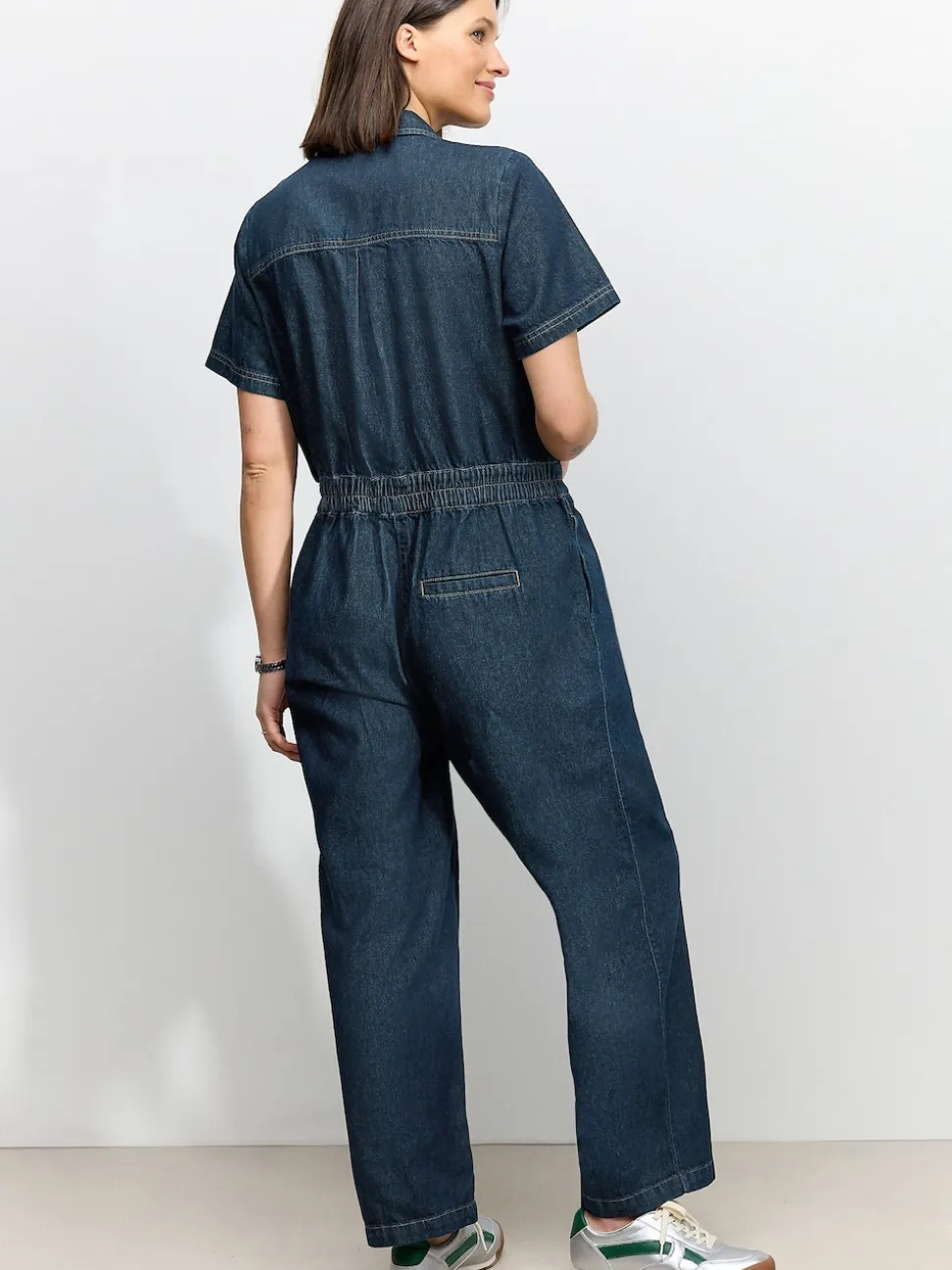 Dark Blue 100% Cotton Maternity Denim Boilersuit