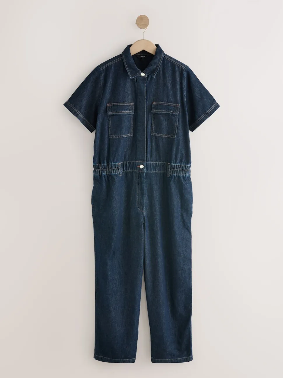 Dark Blue 100% Cotton Maternity Denim Boilersuit