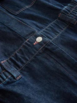 Dark Blue 100% Cotton Maternity Denim Boilersuit