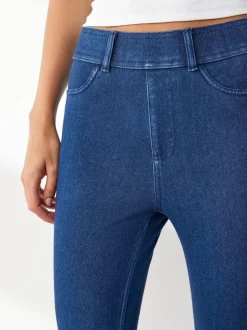 Dark Blue Full Length Jersey Denim Leggings