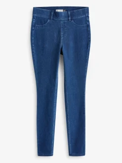 Dark Blue Full Length Jersey Denim Leggings