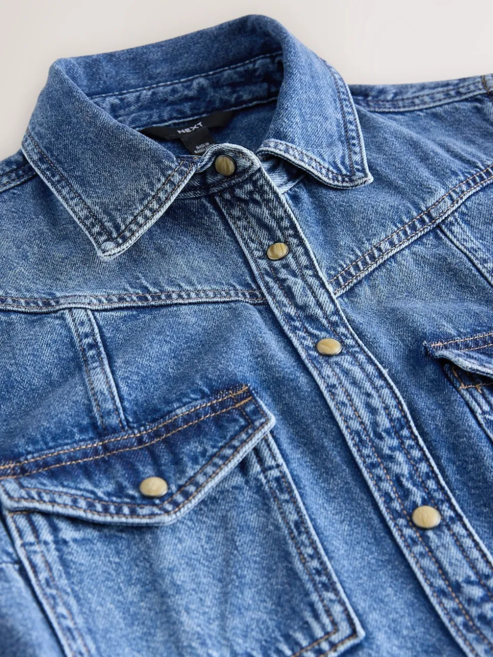 Dark Blue Fuller Bust Denim Midi Shirt Dress