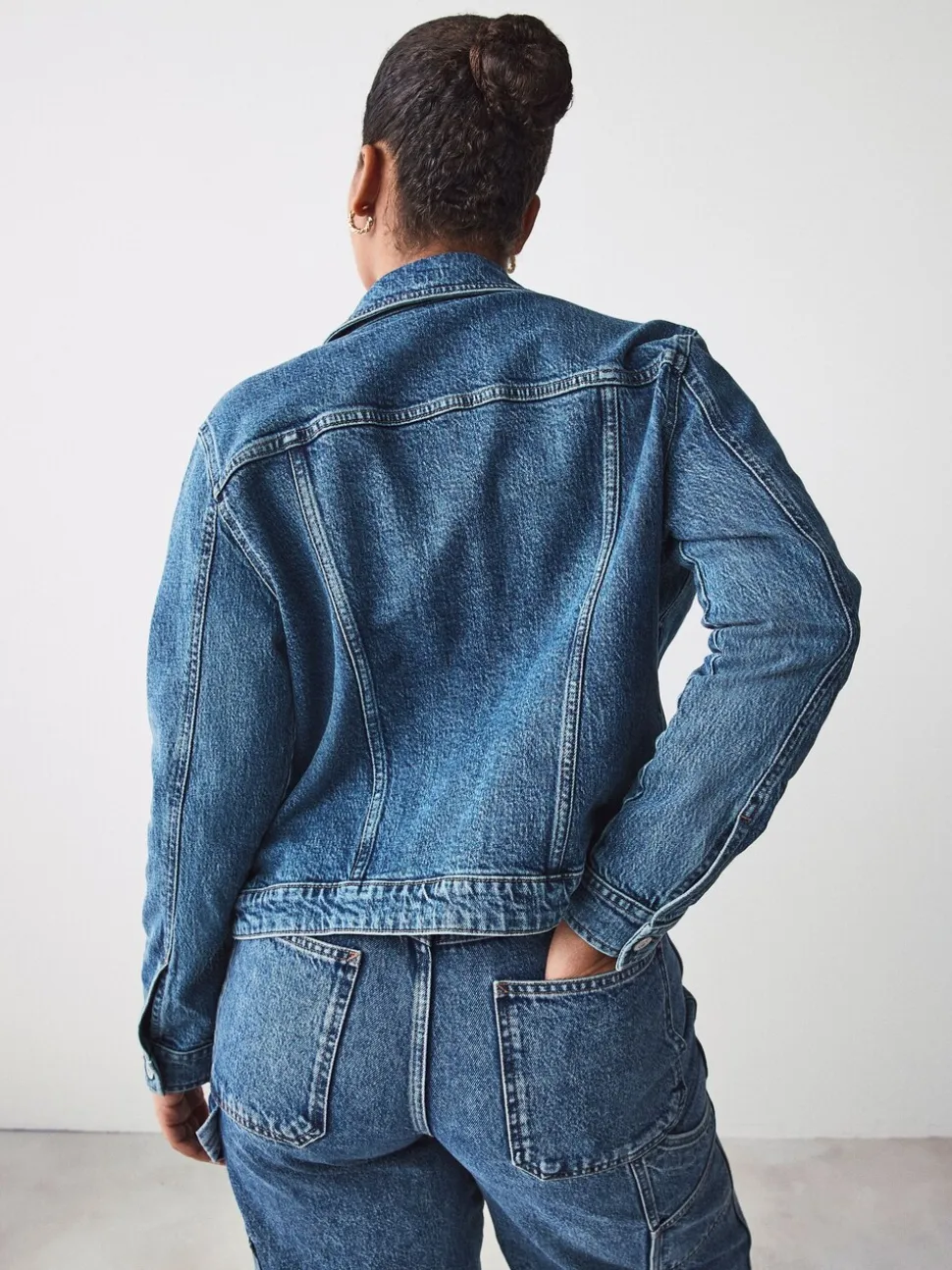 Dark Blue Fuller Bust Fitted Denim Jacket