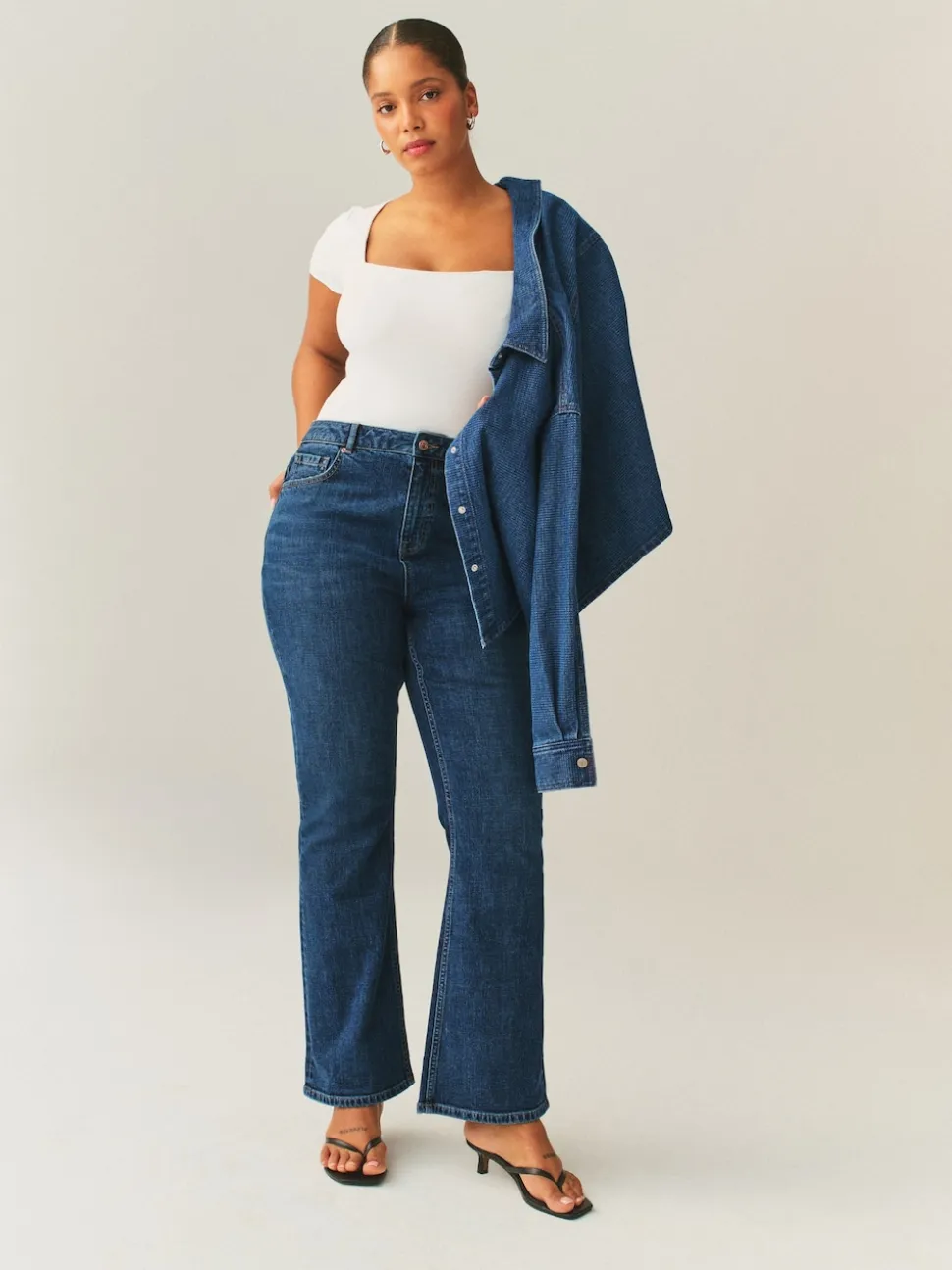 Dark Blue Hourglass Mid Rise Authentic Bootcut Jeans