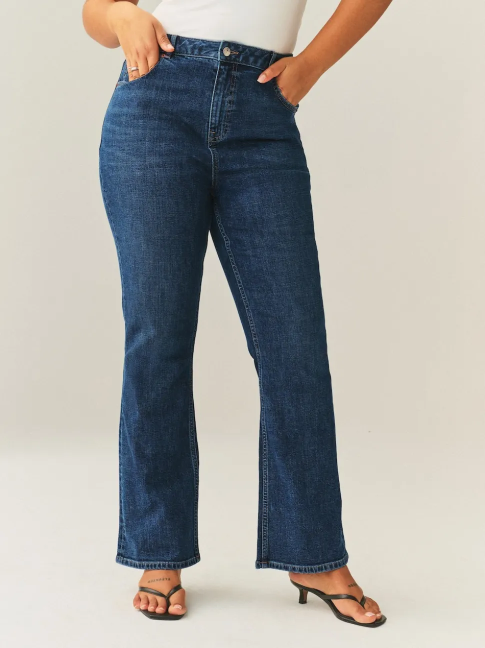 Dark Blue Hourglass Mid Rise Authentic Bootcut Jeans