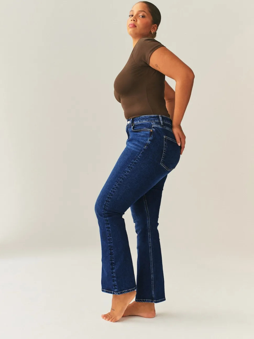 Dark Blue Hourglass Stretch Bootcut Denim Jeans