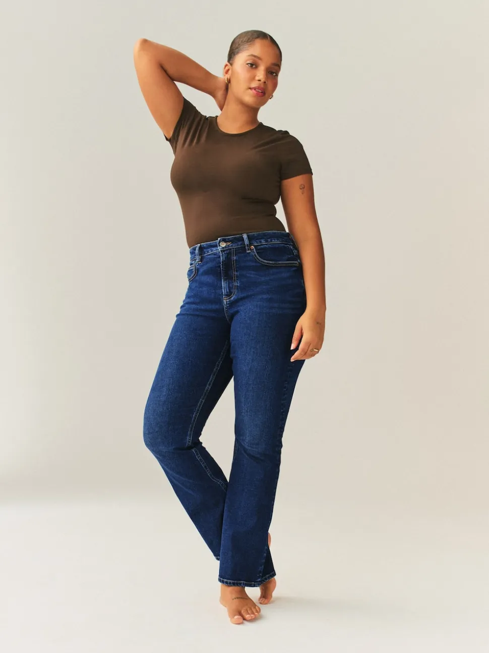 Dark Blue Hourglass Stretch Bootcut Denim Jeans