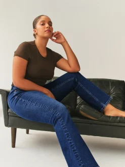 Dark Blue Hourglass Stretch Bootcut Denim Jeans