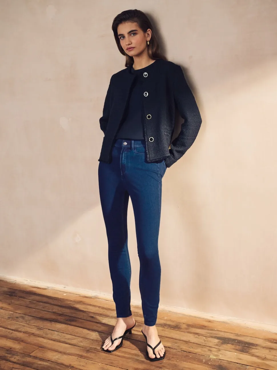 Dark Blue Jersey Denim Leggings
