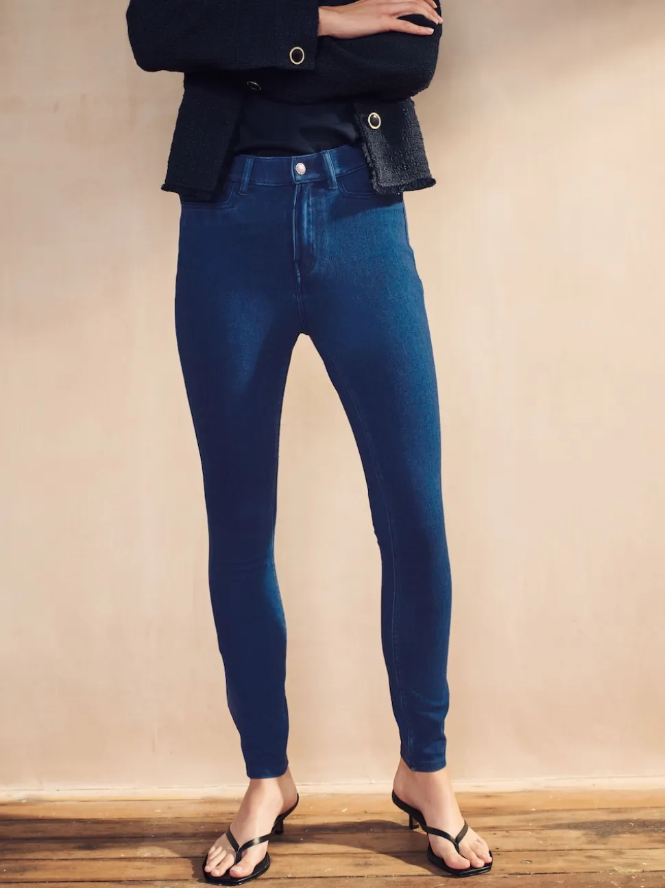 Dark Blue Jersey Denim Leggings