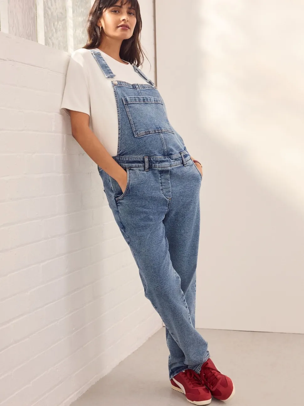 Dark Blue Maternity Denim Dungaree
