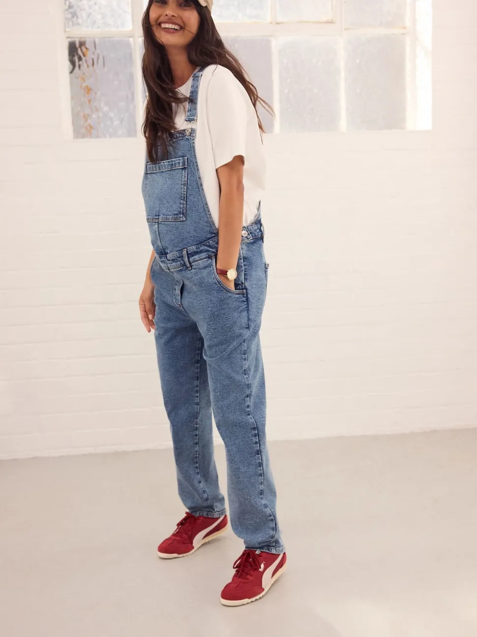 Dark Blue Maternity Denim Dungaree