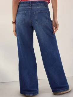 Dark Blue Maternity Wide Leg 100% Cotton Jeans