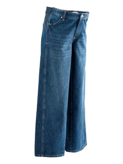 Dark Blue Maternity Wide Leg 100% Cotton Jeans