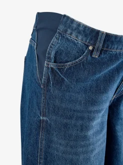 Dark Blue Maternity Wide Leg 100% Cotton Jeans