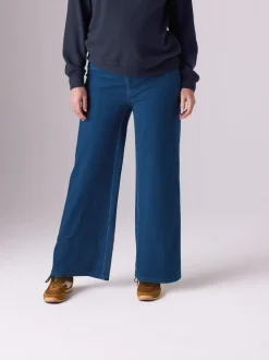 Dark Blue Maternity Wide Leg Denim Leggings