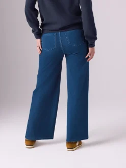 Dark Blue Maternity Wide Leg Denim Leggings