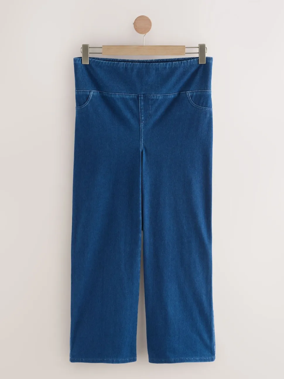 Dark Blue Maternity Wide Leg Denim Leggings