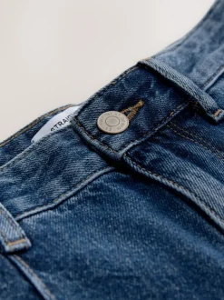Dark Blue Seam Front Straight Leg Jeans