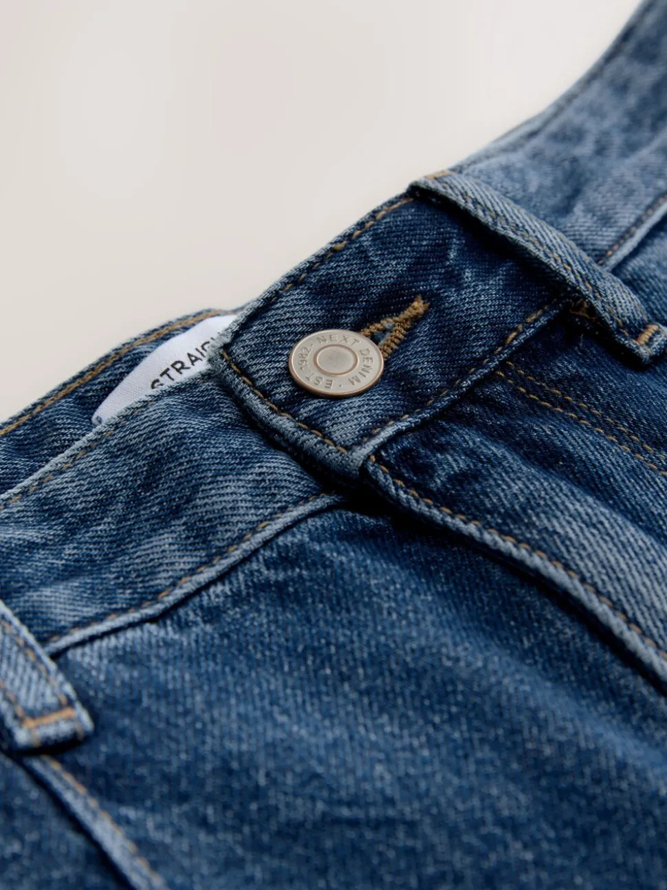 Dark Blue Seam Front Straight Leg Jeans
