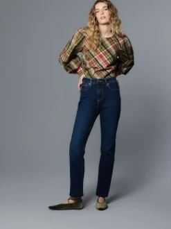 Dark Blue Slim Mid Rise Stretch Jeans