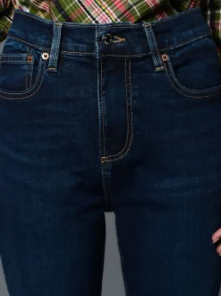 Dark Blue Slim Mid Rise Stretch Jeans