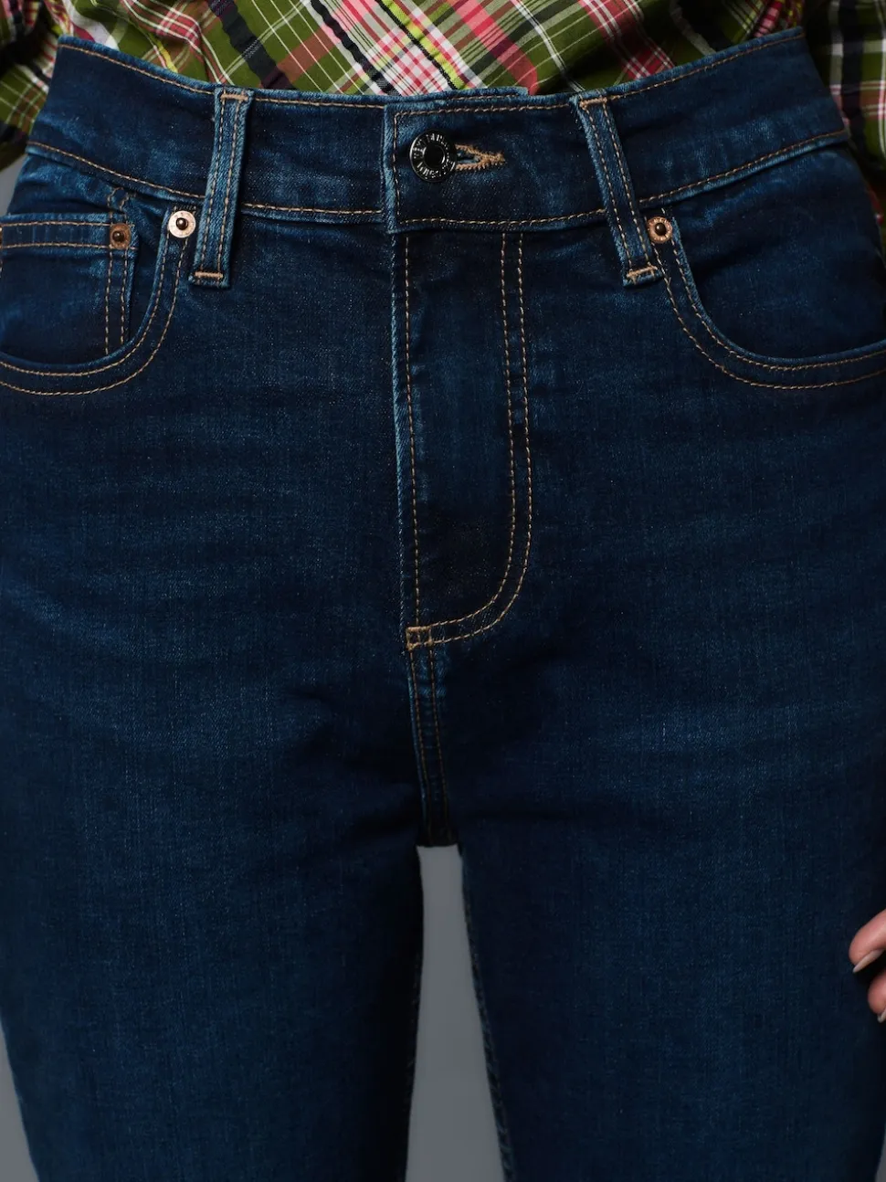 Dark Blue Slim Mid Rise Stretch Jeans