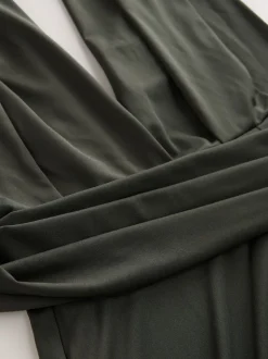 Dark Green Jersey Multiway Wedding Guest Bridesmaid Maxi Dress