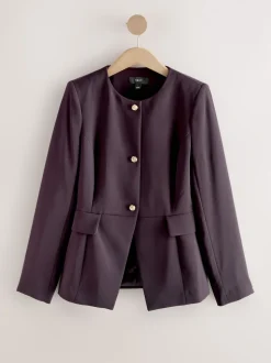 Dark Purple Collarless Blazer