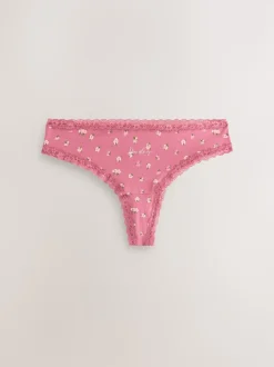 Days of the Week Thong Cotton and Lace Knickers 7 Pack